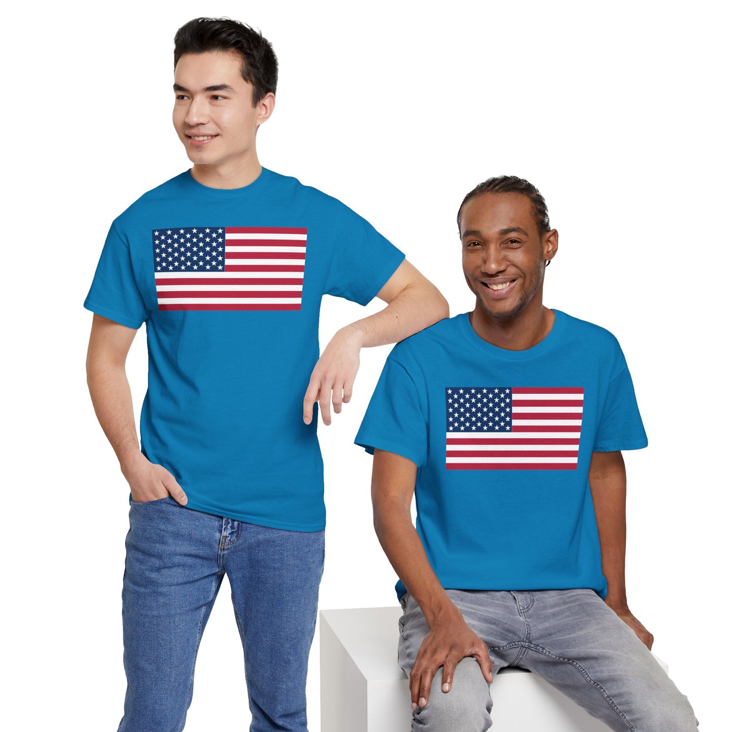 Patriotic American Flag Adult Cotton T-Shirt by TOOLOUD