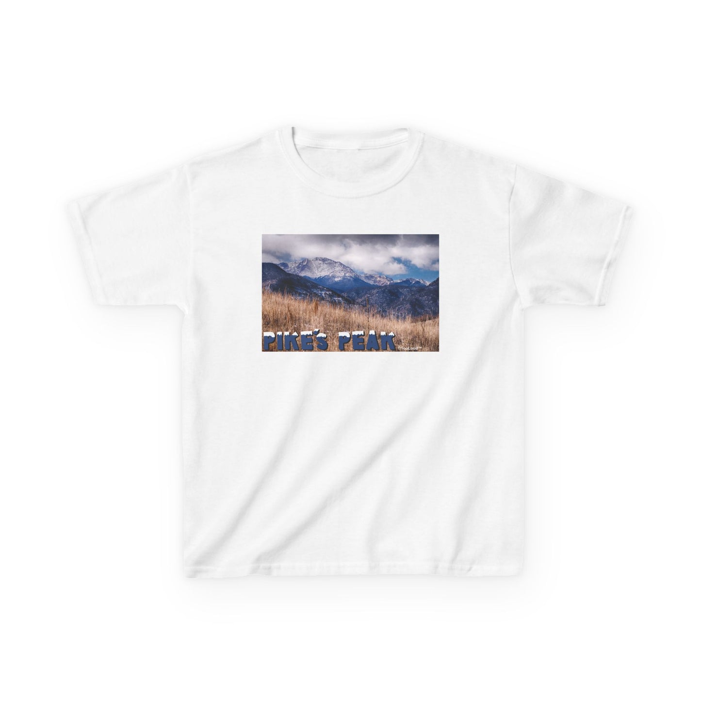Pikes Peak CO Mountains Text Children’s T-Shirt by TOOLOUD™