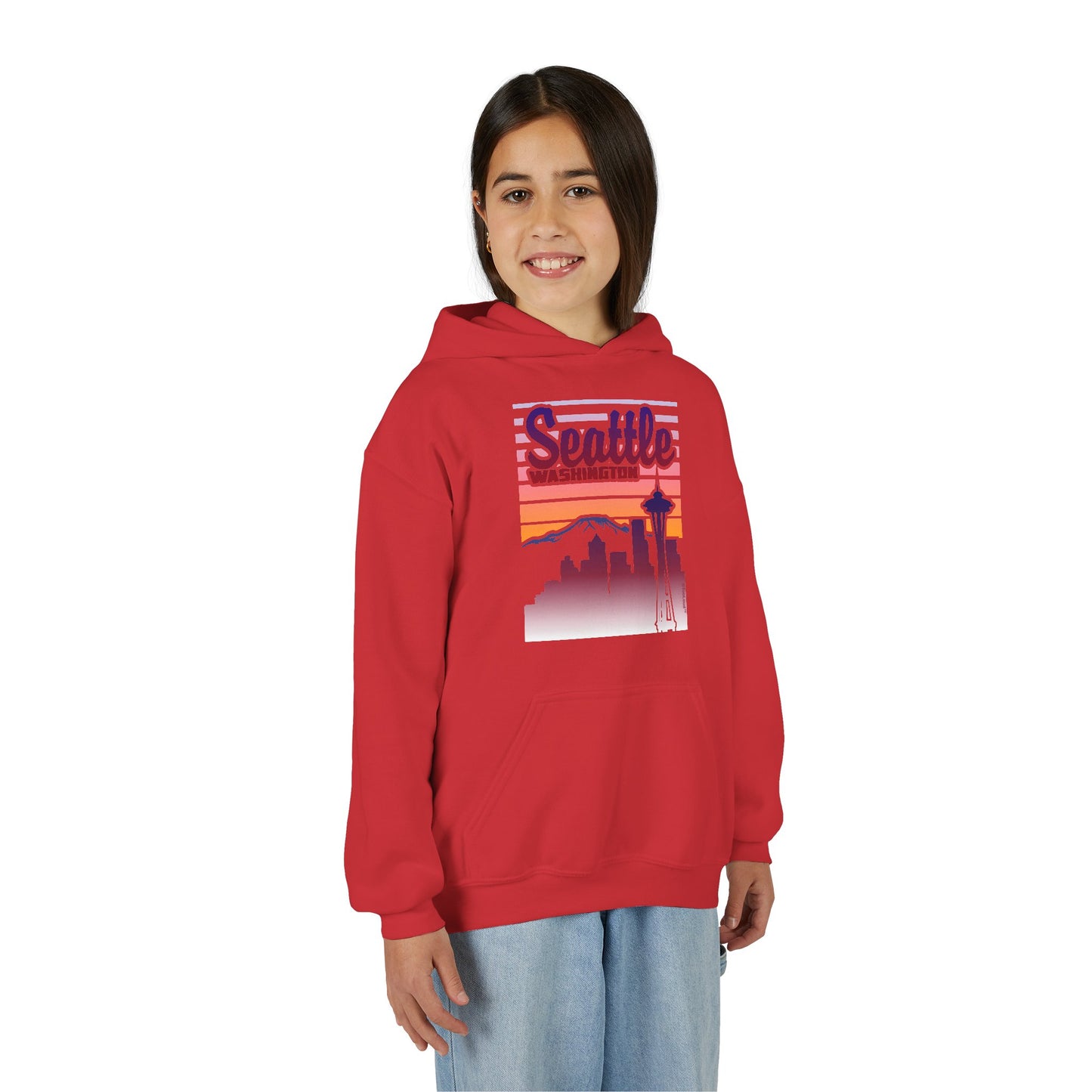 Seattle Washington Sunset Youth Children's Hoodie by TOOLOUD