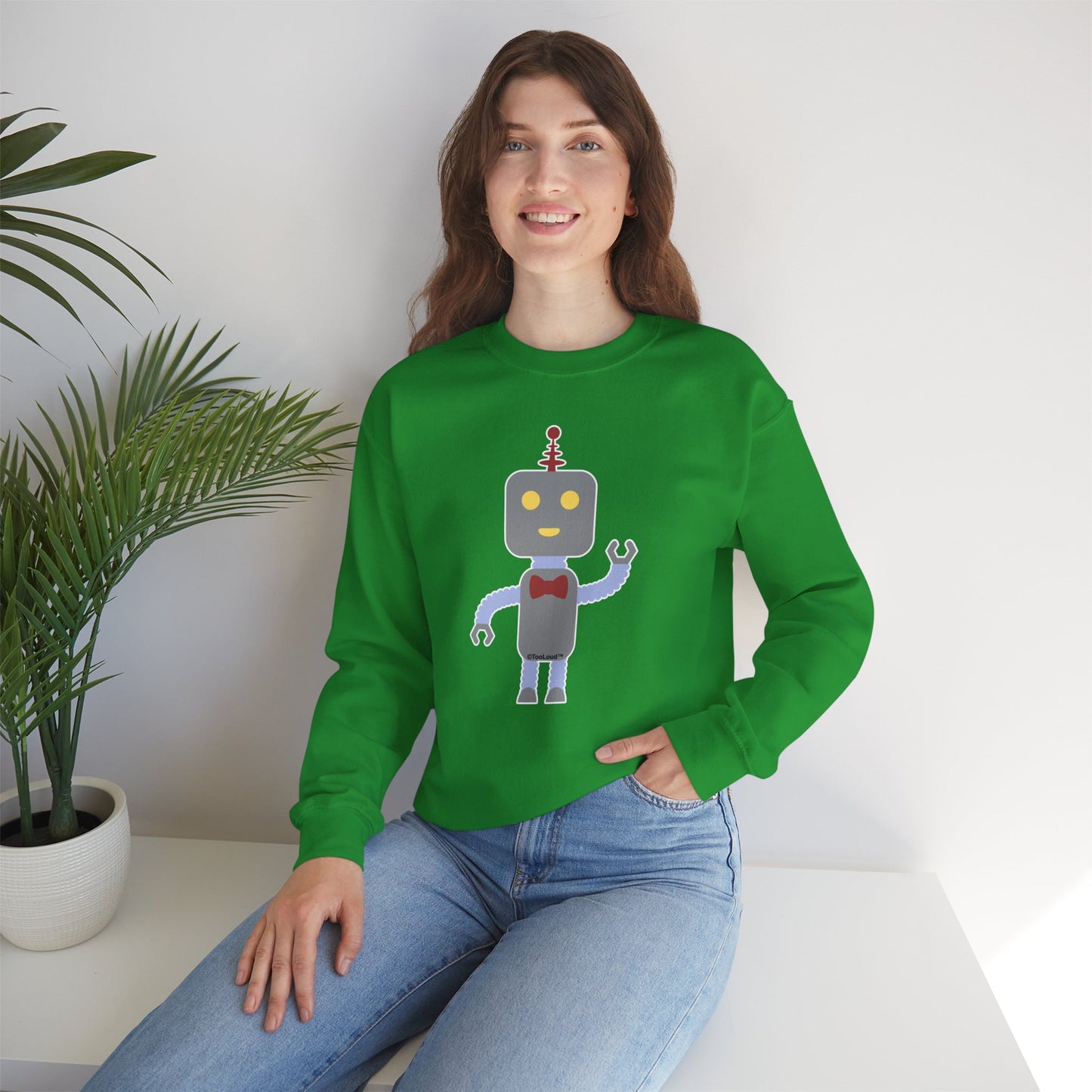 Cute Robot Male Adult Dark Sweatshirt by TOOLOUD
