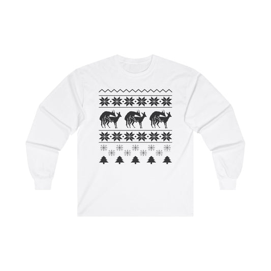 TOOLOUD Humping Reindeer - Ugly Christmas Sweater Inspired Naughty Deer Adult Unisex Long Sleeve T-Shirt