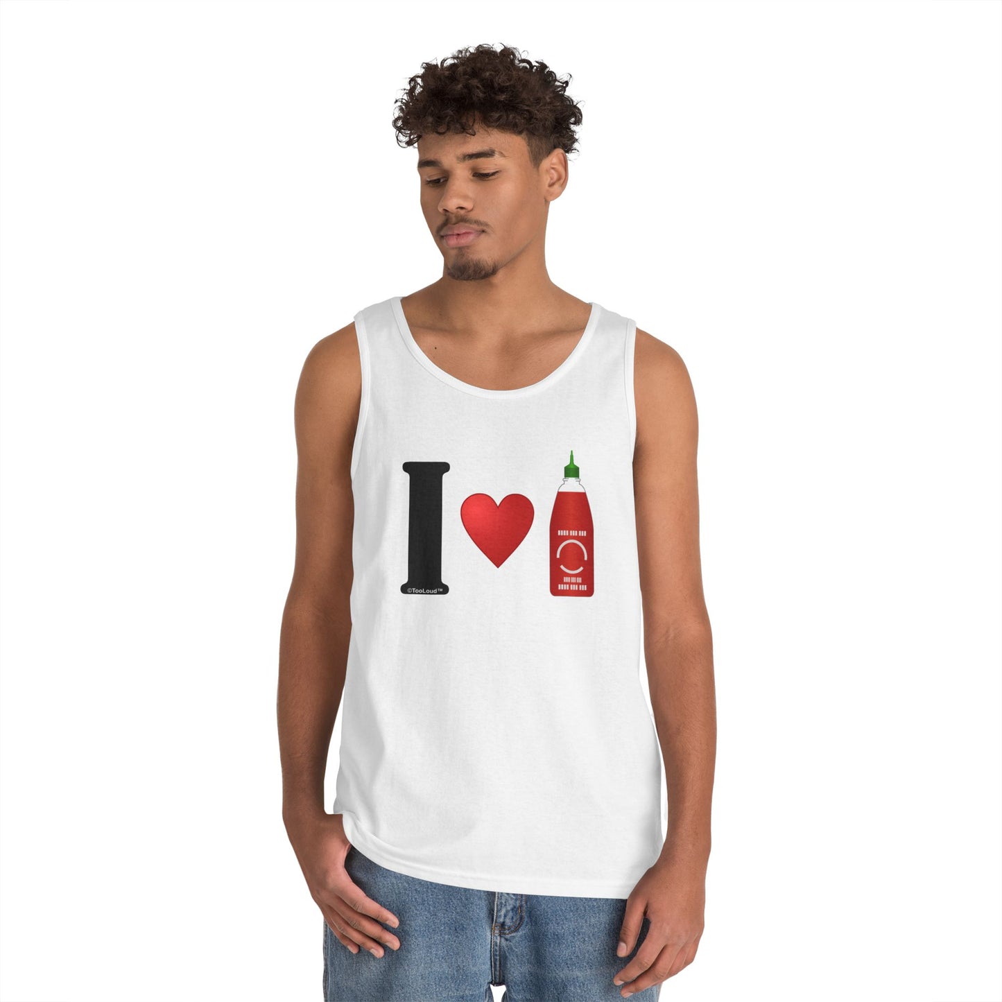 I Heart Sriracha Design Adult Tank Top by TOOLOUD