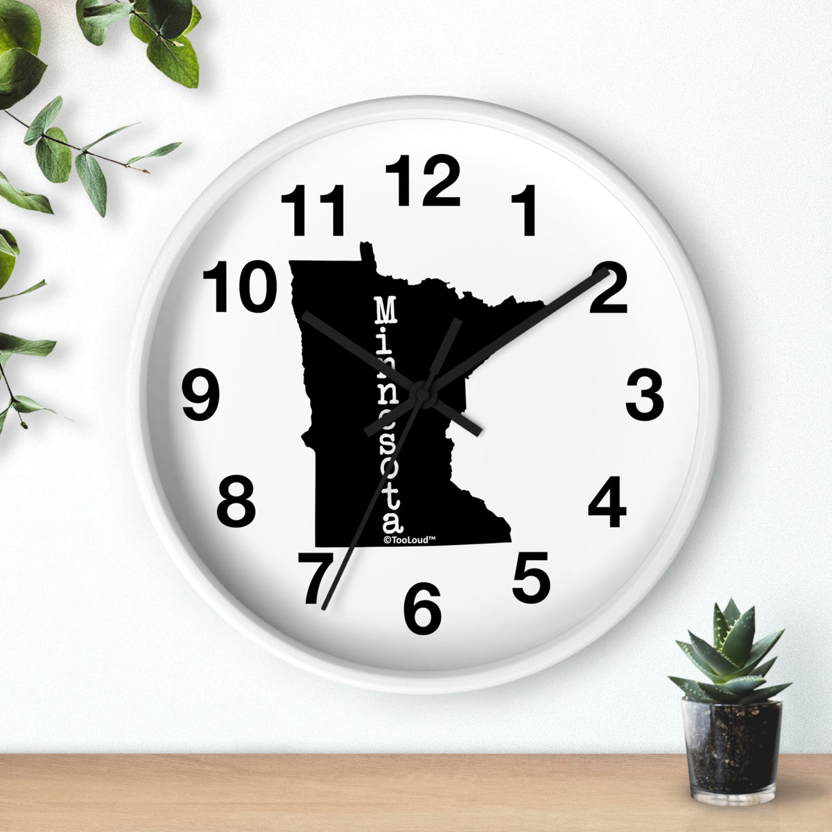 Minnesota – United States Shape 10" Round Wall Clock with Numbers by TOOLOUD