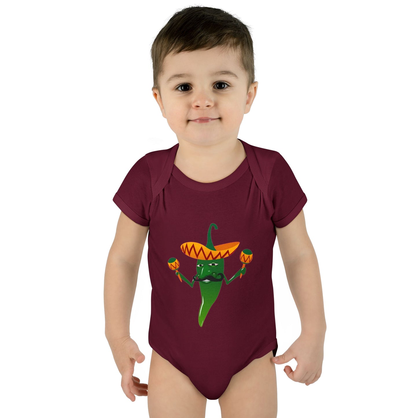 Green Hot Mexican Chili Pepper Cute Infant One-Piece Baby Bodysuit by TOOLOUD