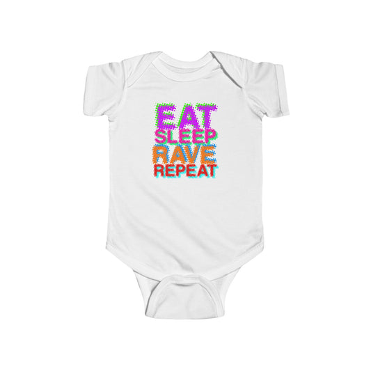 Eat Sleep Rave Baby Romper Bodysuit by TOOLOUD