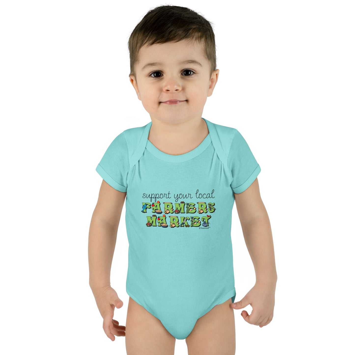 Support Your Local Farmers Market – Color Baby Romper Bodysuit by TOOLOUD