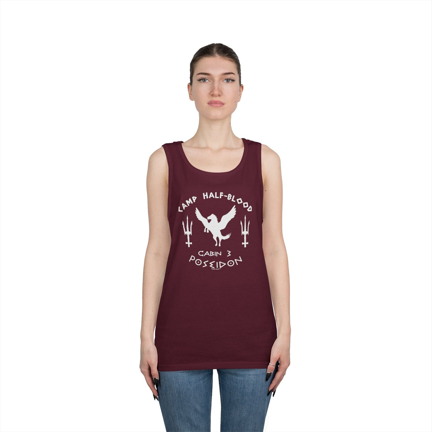 Cabin 3 Poseidon Camp Half-Blood Adult Loose Dark Tank Top by TOOLOUD – Greek Demigod Inspired Design