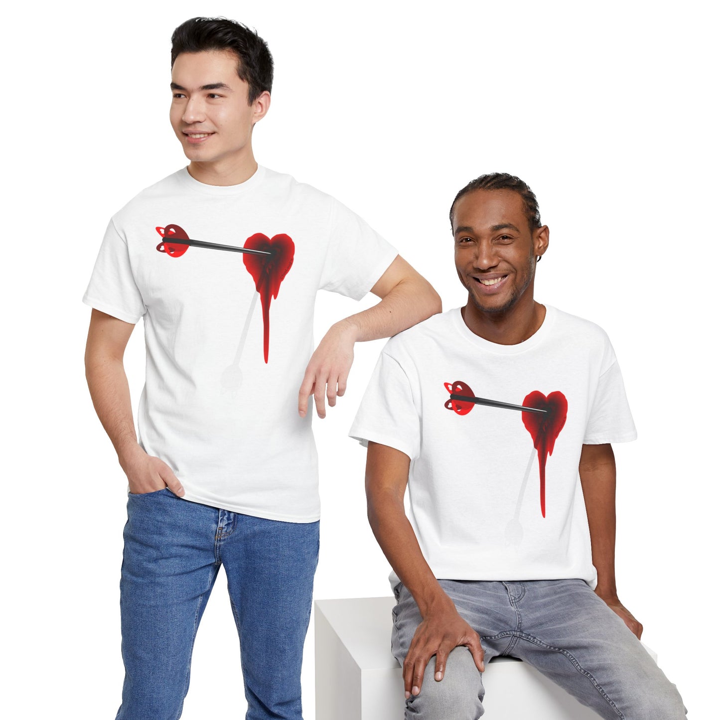 Cupid's Arrow – Heart Shot Wound Design Adult Unisex T-Shirt by TOOLOUD