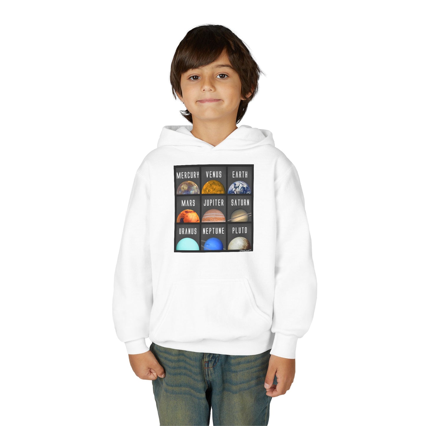 Solar System Squares Children's Youth Hoodie by TOOLOUD