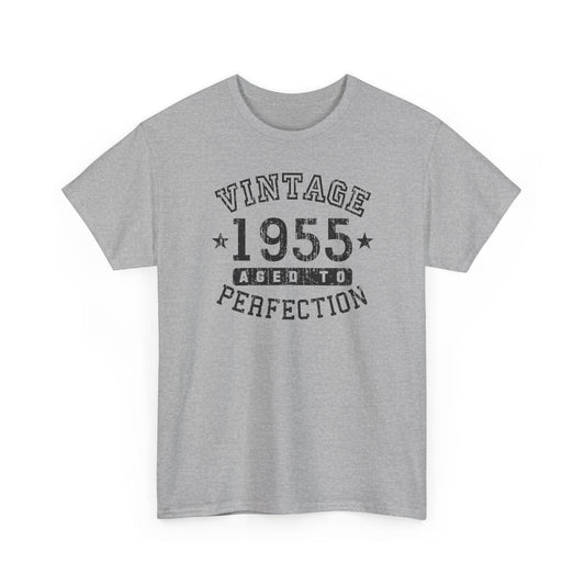 1955 - Adult Unisex Vintage Birth Year Aged to Perfection Birthday T-Shirt by TOOLOUD