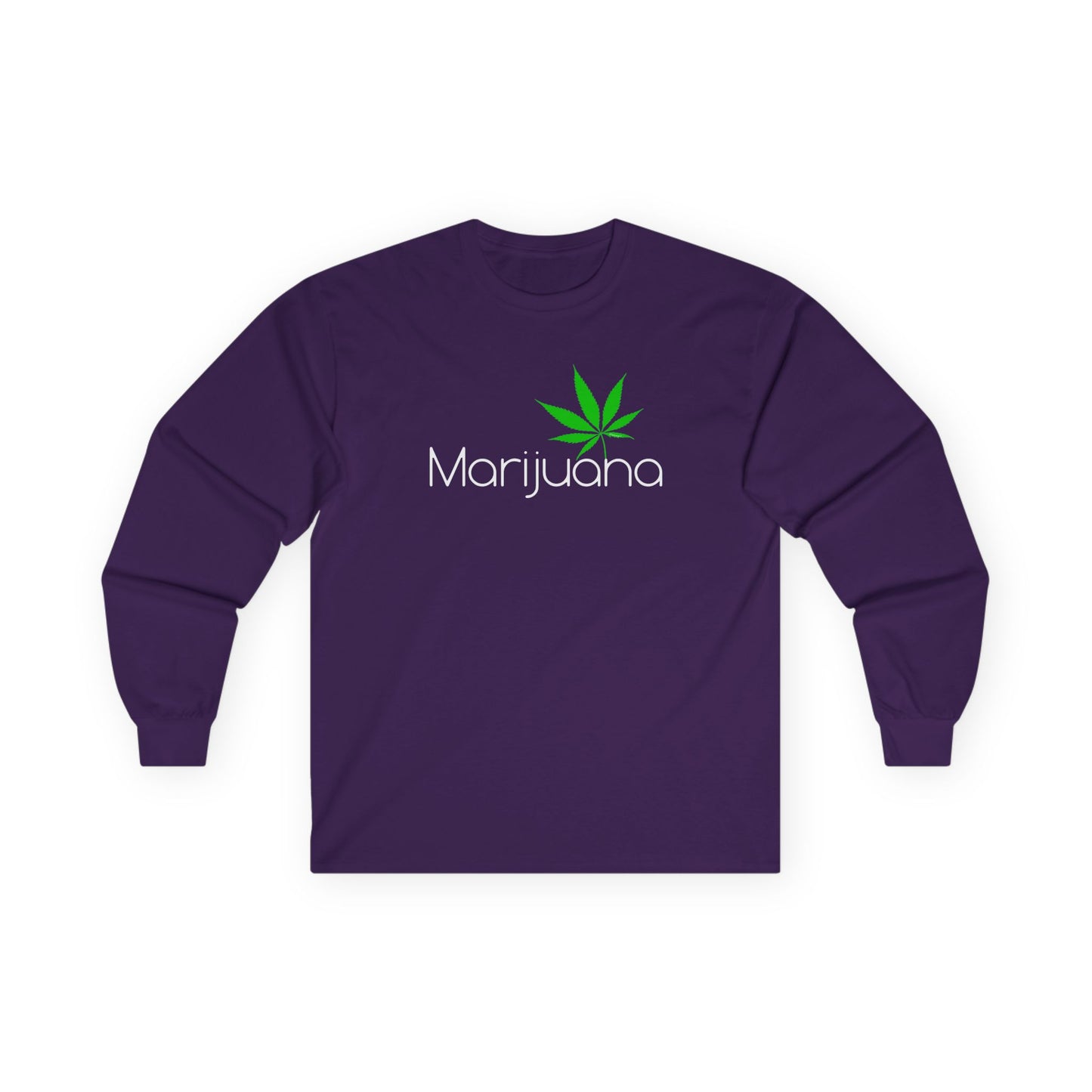 Marijuana Text and Leaf Adult Long Sleeve Dark T-Shirt by TOOLOUD