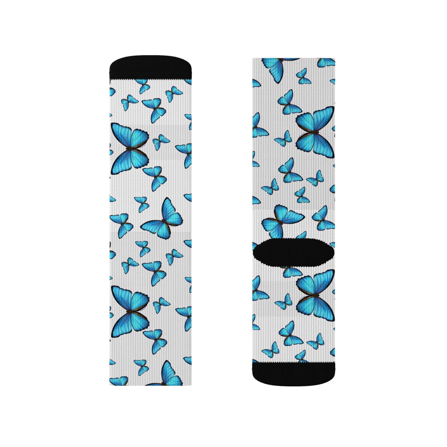 Blue Butterfly Morph AOP Design – Stylish and Vibrant Adult Socks by TOOLOUD
