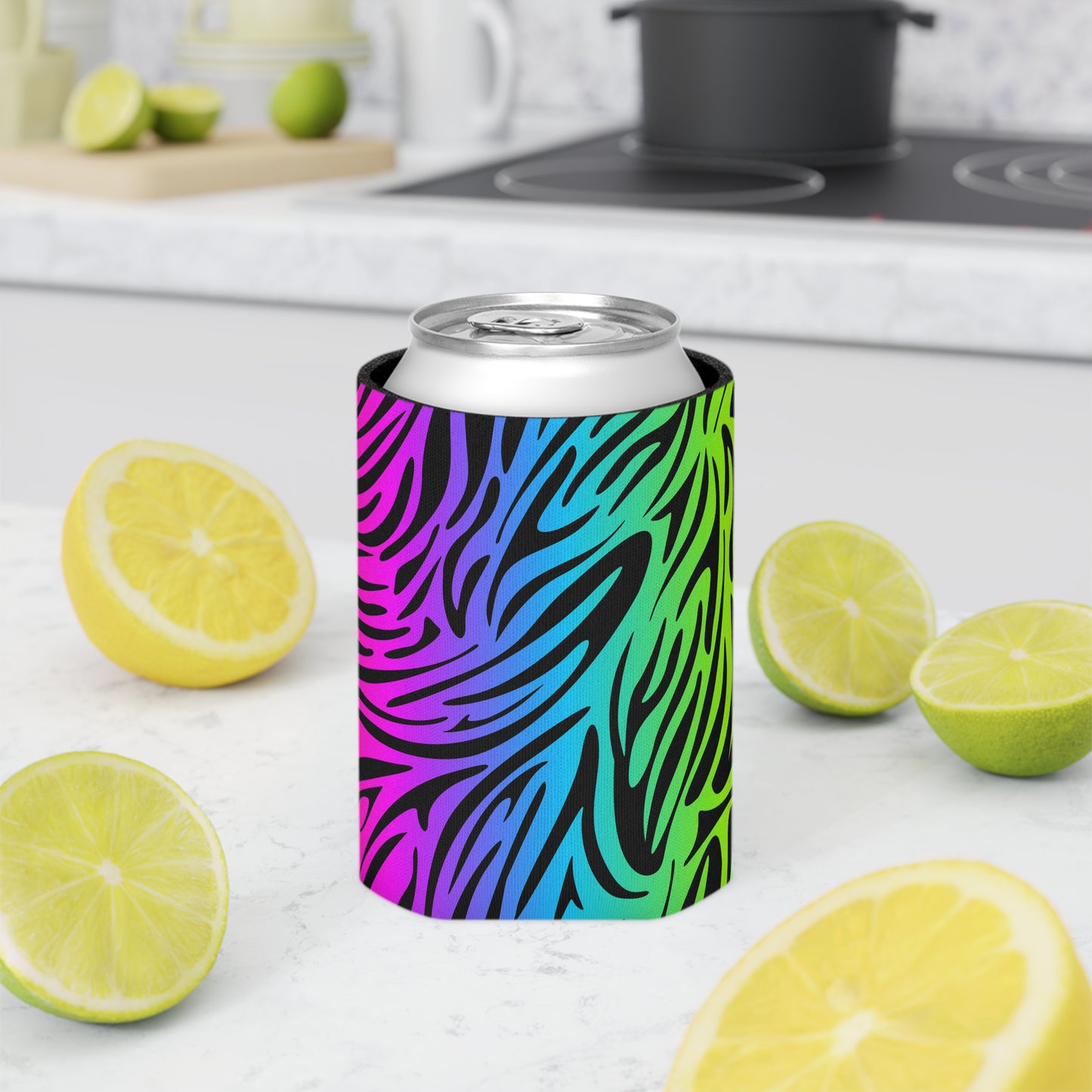 Rainbow Zebra Print Can/Bottle Insulator Coolers – All Over Print by TOOLOUD (Single Piece)