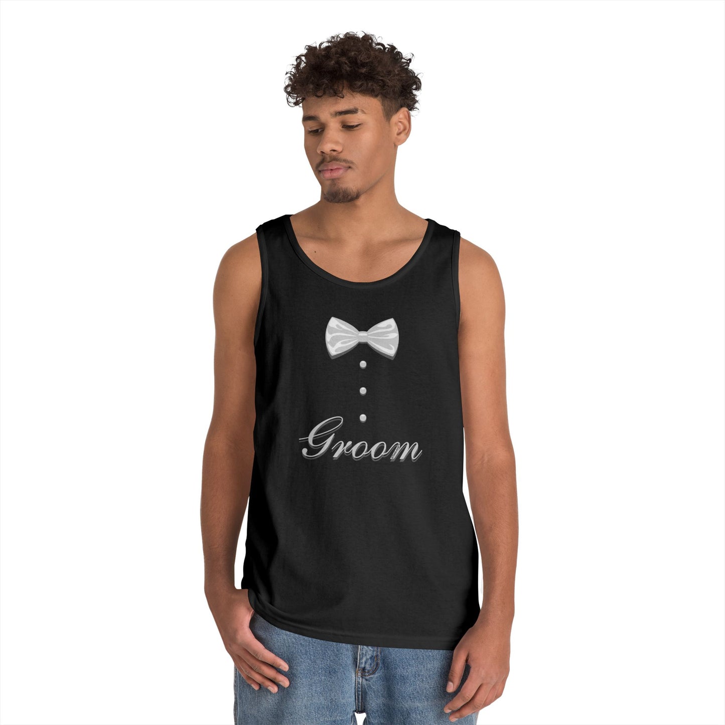 Tuxedo Groom Print Men's Dark Loose Tank Top by TOOLOUD