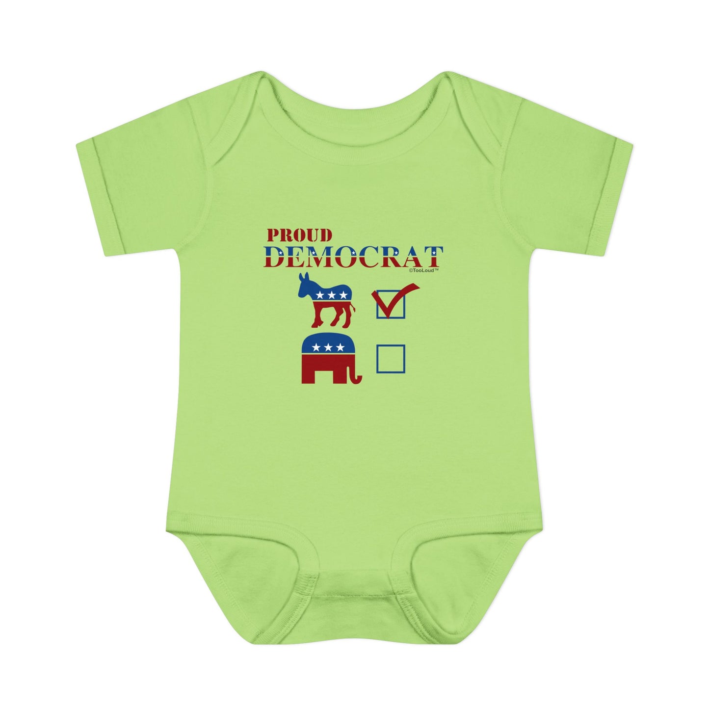 Proud Democrat Checkmark Baby Romper Bodysuit by TOOLOUD