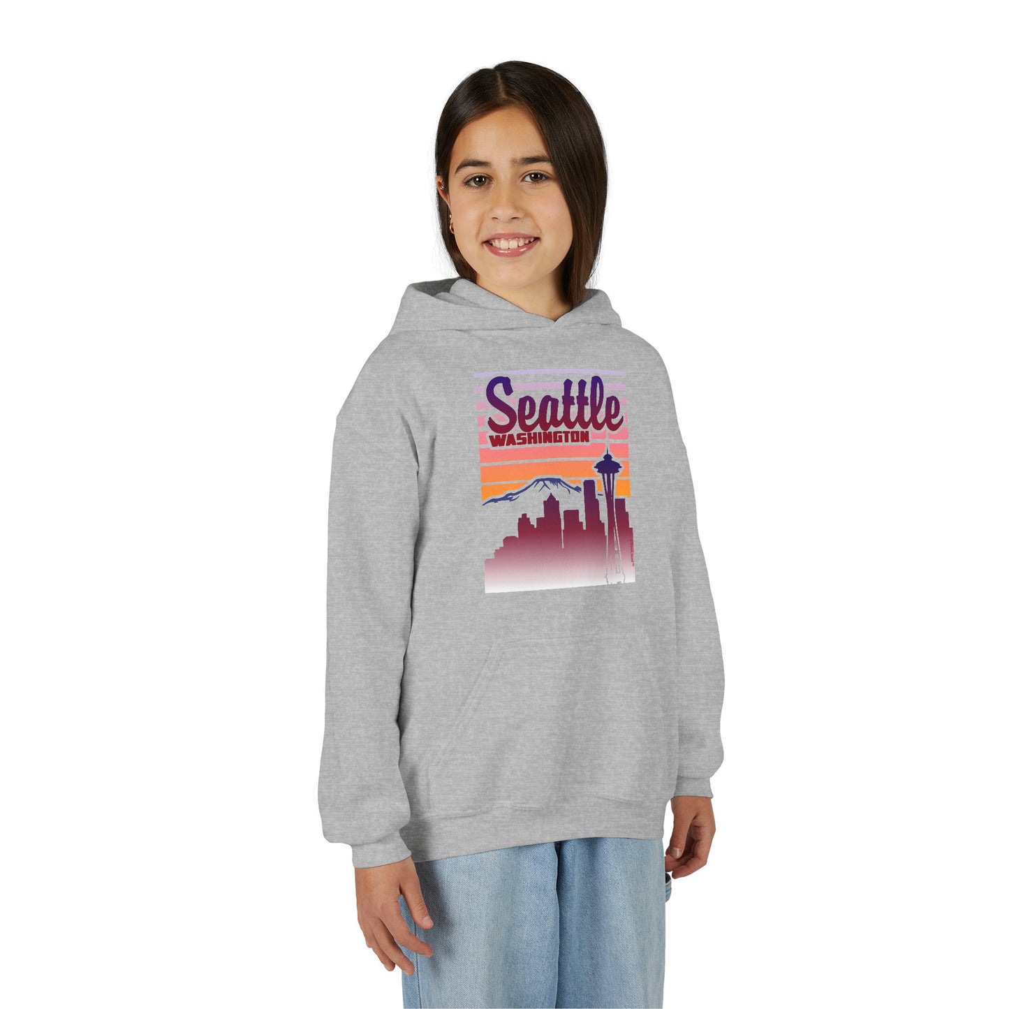 Seattle Washington Sunset Youth Children's Hoodie by TOOLOUD