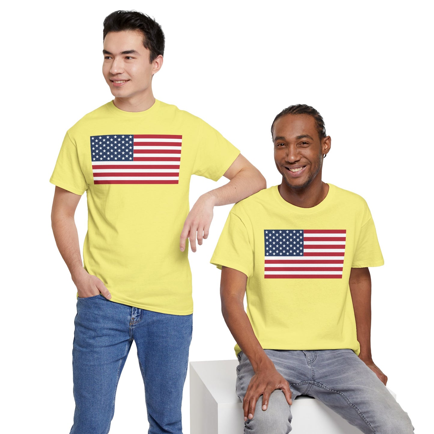 Patriotic American Flag Adult Cotton T-Shirt by TOOLOUD