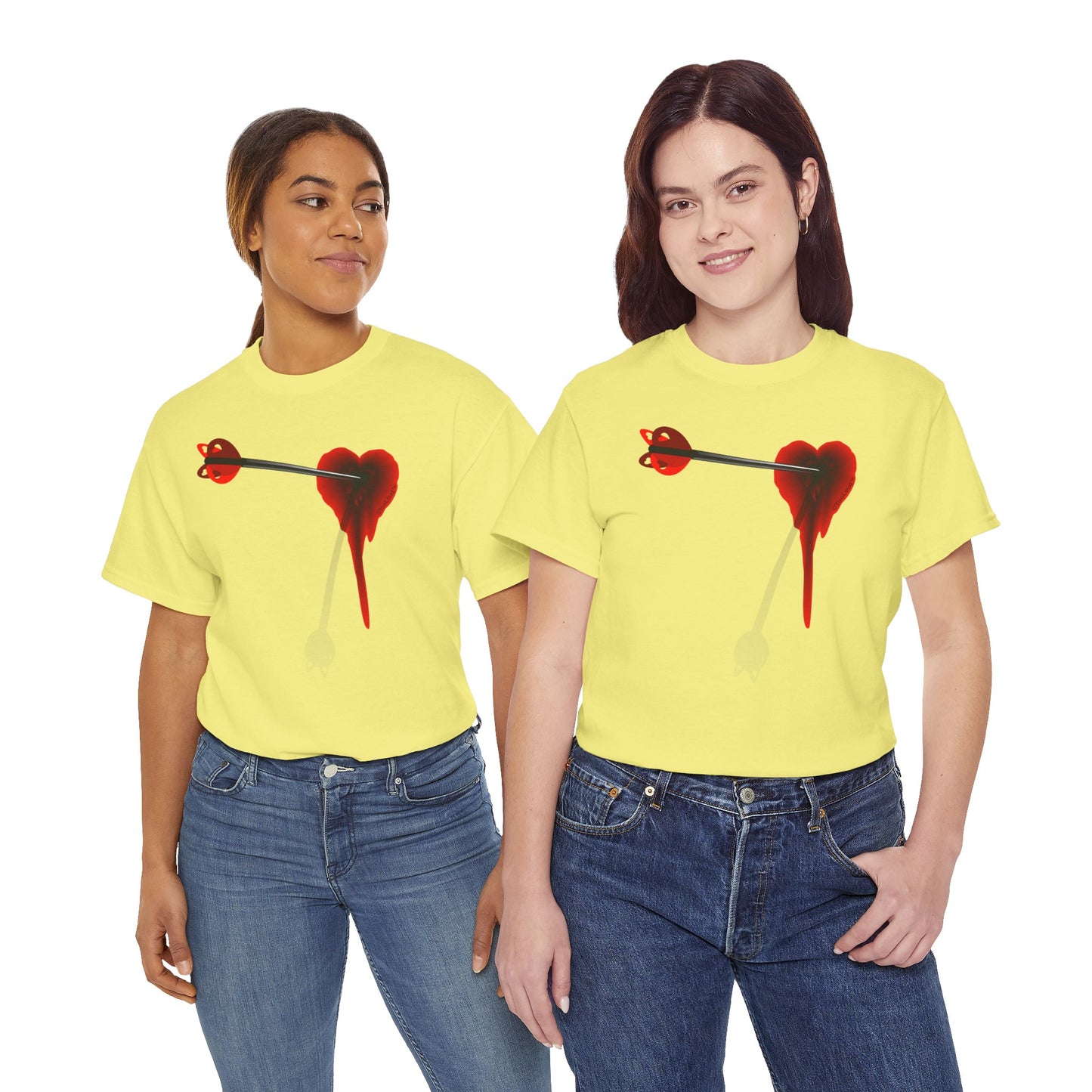 Cupid's Arrow – Heart Shot Wound Design Adult Unisex T-Shirt by TOOLOUD