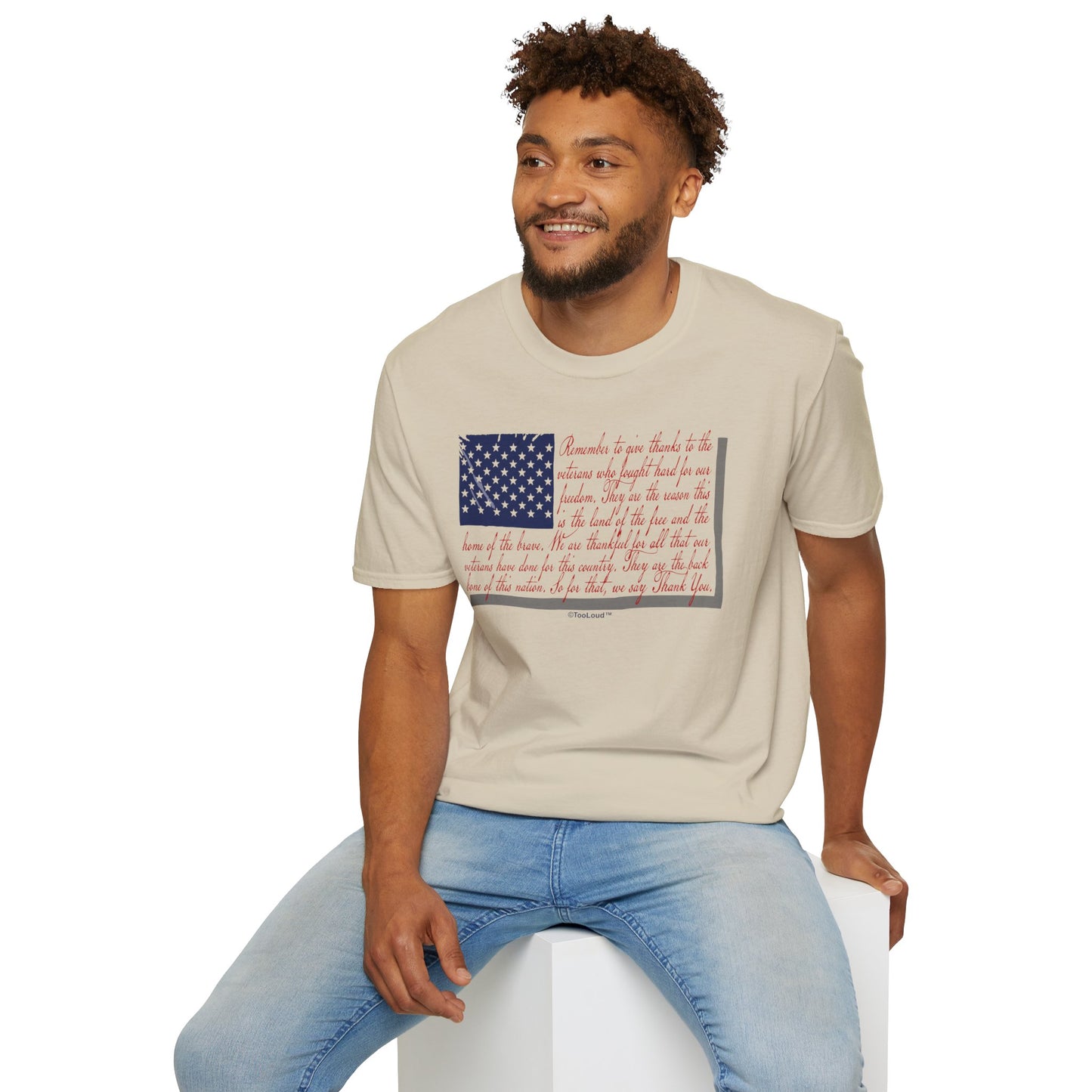 Veterans Scripted Flag Adult T-Shirt by TOOLOUD