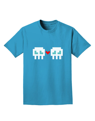 8-Bit Skull Love - Boy and Boy Adult Dark T-Shirt-Mens T-Shirt-TooLoud-Turquoise-Small-Davson Sales
