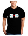 8-Bit Skull Love - Boy and Boy Adult Dark V-Neck T-Shirt-TooLoud-Black-Small-Davson Sales