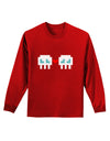 8-Bit Skull Love - Boy and Boy Adult Long Sleeve Dark T-Shirt-TooLoud-Red-Small-Davson Sales