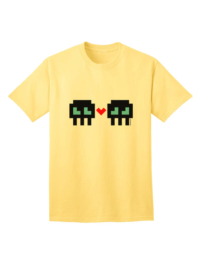 8-Bit Skull Love - Boy and Boy Adult T-Shirt-Mens T-Shirt-TooLoud-Yellow-Small-Davson Sales