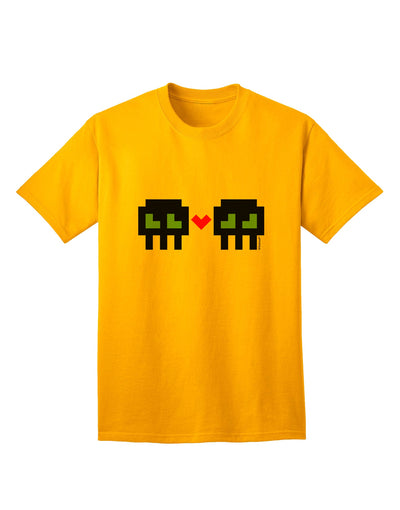 8-Bit Skull Love - Boy and Boy Adult T-Shirt-Mens T-Shirt-TooLoud-Gold-Small-Davson Sales