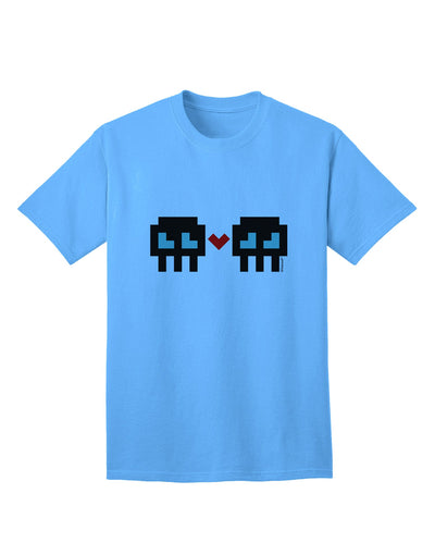 8-Bit Skull Love - Boy and Boy Adult T-Shirt-Mens T-Shirt-TooLoud-Aquatic-Blue-Small-Davson Sales