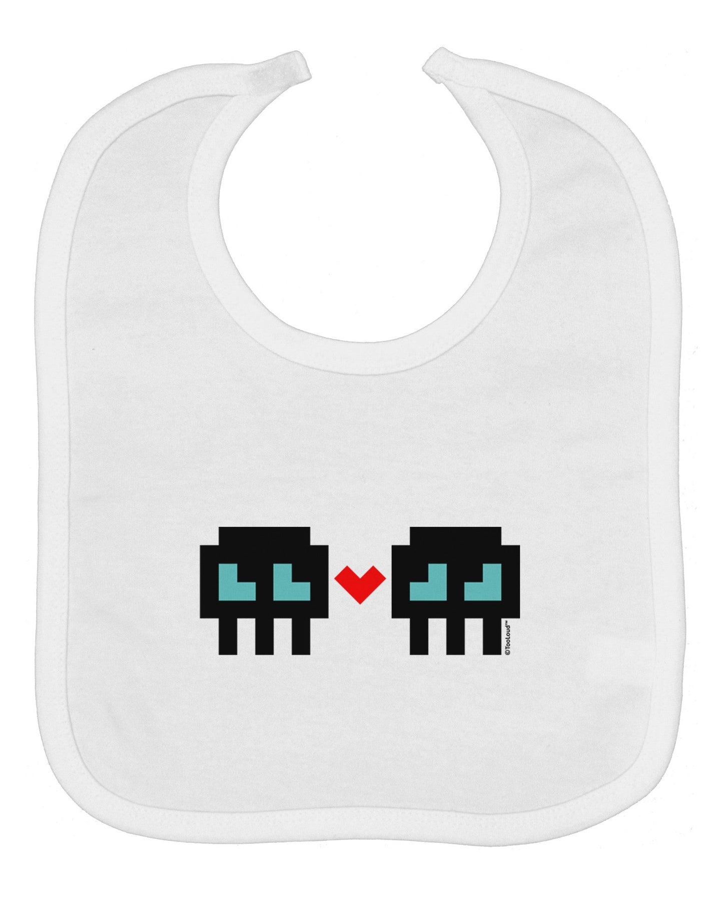 8-Bit Skull Love - Boy and Boy Baby Bib
