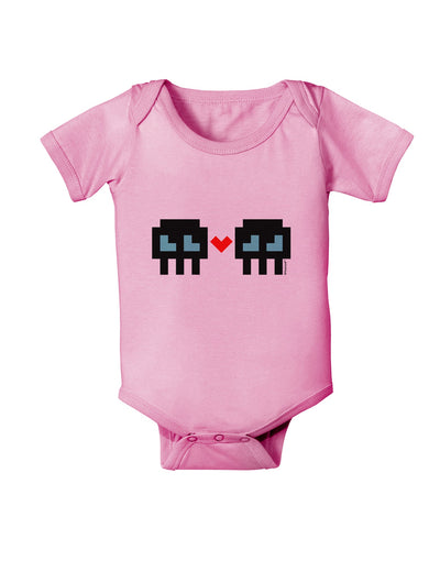 8-Bit Skull Love - Boy and Boy Baby Romper Bodysuit-Baby Romper-TooLoud-Light-Pink-06-Months-Davson Sales