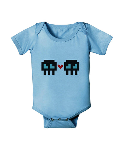 8-Bit Skull Love - Boy and Boy Baby Romper Bodysuit-Baby Romper-TooLoud-Light-Blue-06-Months-Davson Sales