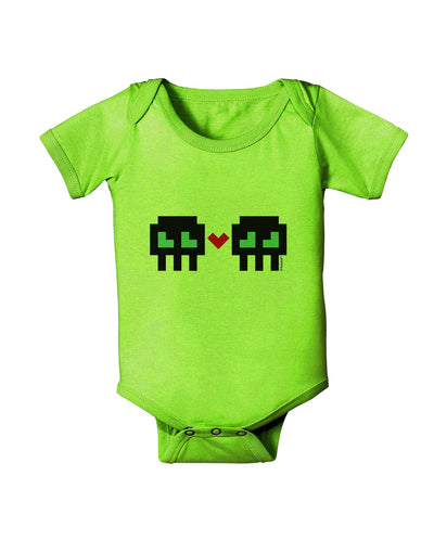 8-Bit Skull Love - Boy and Boy Baby Romper Bodysuit-Baby Romper-TooLoud-Lime-Green-06-Months-Davson Sales