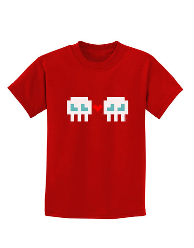 8-Bit Skull Love - Boy and Boy Childrens Dark T-Shirt-Childrens T-Shirt-TooLoud-Red-X-Small-Davson Sales