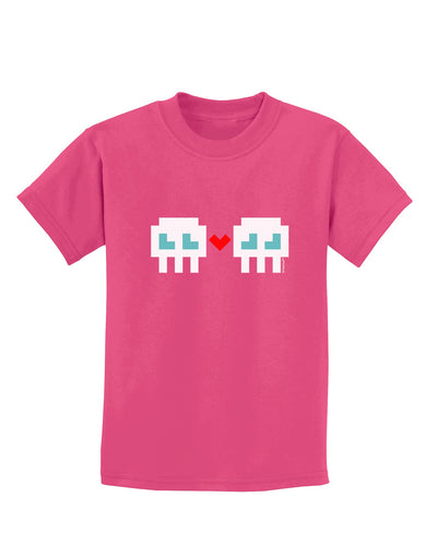 8-Bit Skull Love - Boy and Boy Childrens Dark T-Shirt-Childrens T-Shirt-TooLoud-Sangria-X-Small-Davson Sales