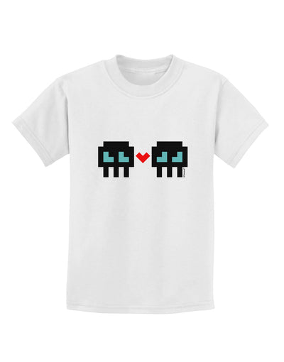8-Bit Skull Love - Boy and Boy Childrens T-Shirt-Childrens T-Shirt-TooLoud-White-X-Small-Davson Sales