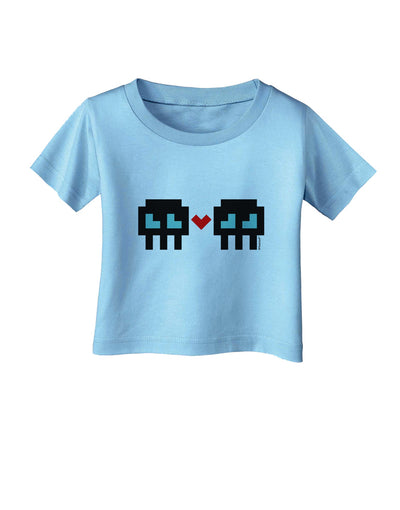 8-Bit Skull Love - Boy and Boy Infant T-Shirt-Infant T-Shirt-TooLoud-Aquatic-Blue-06-Months-Davson Sales