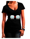 8-Bit Skull Love - Boy and Boy Juniors V-Neck Dark T-Shirt-Womens V-Neck T-Shirts-TooLoud-Black-Juniors Fitted Small-Davson Sales