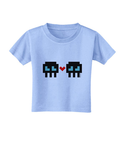 8-Bit Skull Love - Boy and Boy Toddler T-Shirt-Toddler T-Shirt-TooLoud-Aquatic-Blue-2T-Davson Sales