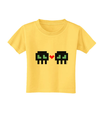 8-Bit Skull Love - Boy and Boy Toddler T-Shirt-Toddler T-Shirt-TooLoud-Yellow-2T-Davson Sales