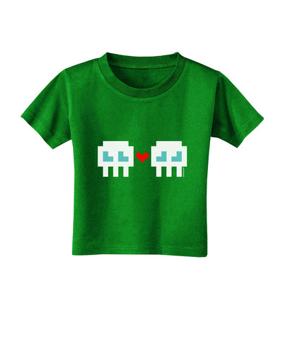 8-Bit Skull Love - Boy and Boy Toddler T-Shirt Dark-Toddler T-Shirt-TooLoud-Clover-Green-2T-Davson Sales