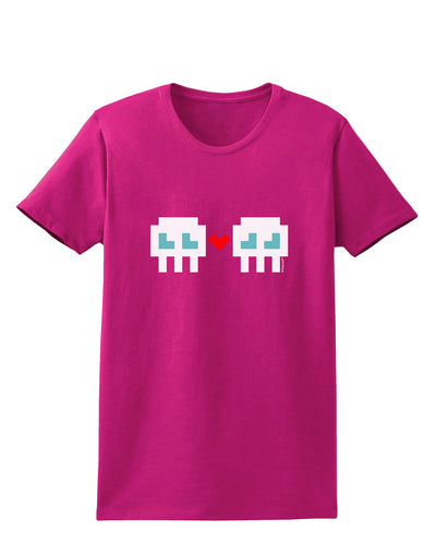 8-Bit Skull Love - Boy and Boy Womens Dark T-Shirt-TooLoud-Hot-Pink-Small-Davson Sales