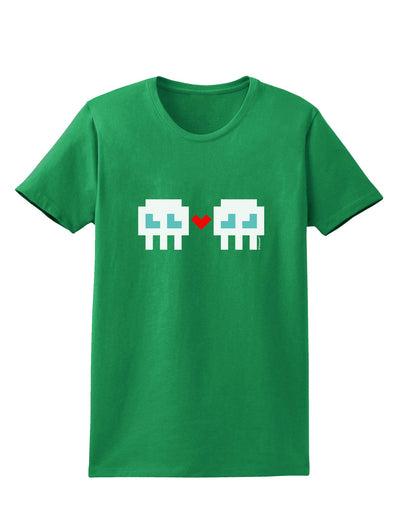 8-Bit Skull Love - Boy and Boy Womens Dark T-Shirt-TooLoud-Kelly-Green-X-Small-Davson Sales