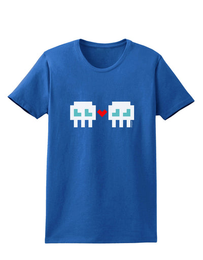 8-Bit Skull Love - Boy and Boy Womens Dark T-Shirt-TooLoud-Royal-Blue-X-Small-Davson Sales