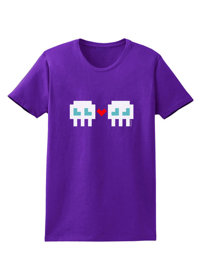 8-Bit Skull Love - Boy and Boy Womens Dark T-Shirt-TooLoud-Purple-X-Small-Davson Sales