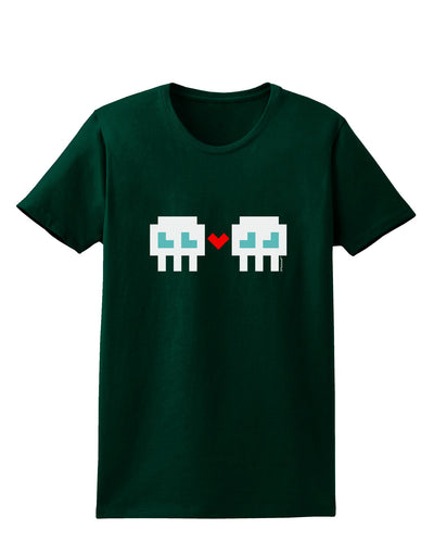 8-Bit Skull Love - Boy and Boy Womens Dark T-Shirt-TooLoud-Forest-Green-Small-Davson Sales