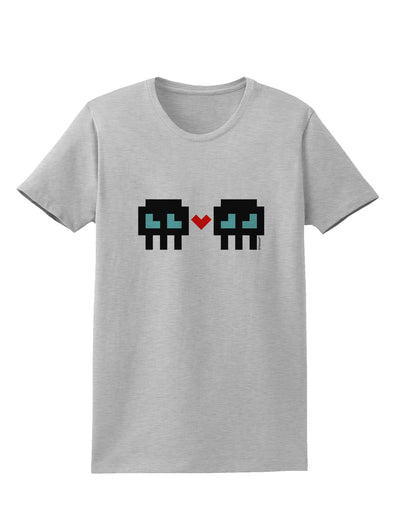 8-Bit Skull Love - Boy and Boy Womens T-Shirt-Womens T-Shirt-TooLoud-AshGray-X-Small-Davson Sales