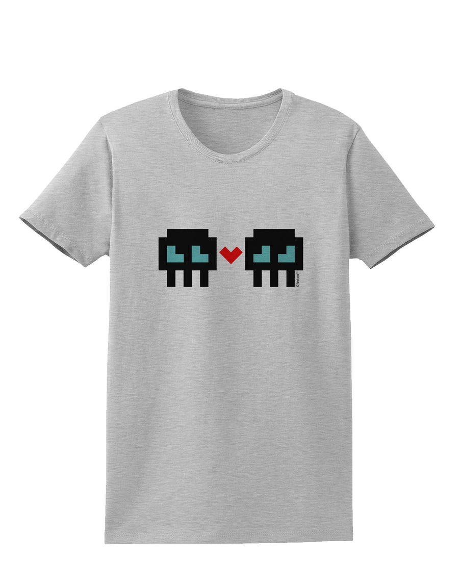 8-Bit Skull Love - Boy and Boy Womens T-Shirt-Womens T-Shirt-TooLoud-White-X-Small-Davson Sales