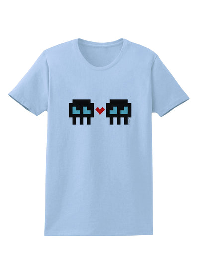 8-Bit Skull Love - Boy and Boy Womens T-Shirt-Womens T-Shirt-TooLoud-Light-Blue-X-Small-Davson Sales