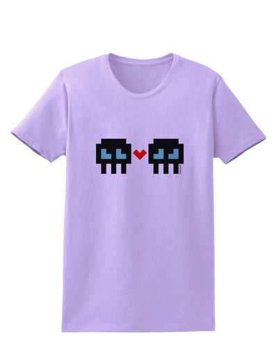 8-Bit Skull Love - Boy and Boy Womens T-Shirt-Womens T-Shirt-TooLoud-Lavender-X-Small-Davson Sales